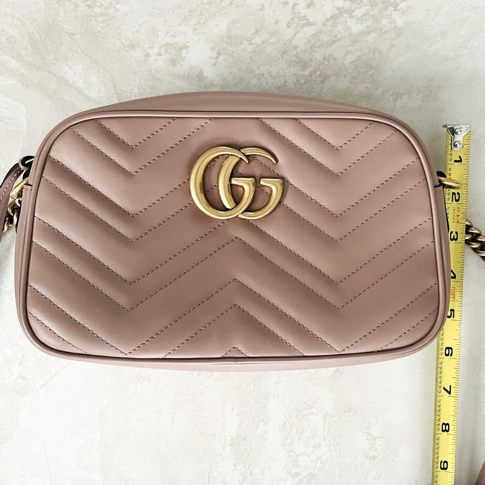 GUCCI MARMONT shoulder/crossbody bag dusty pink leather - Picture 11 of 12